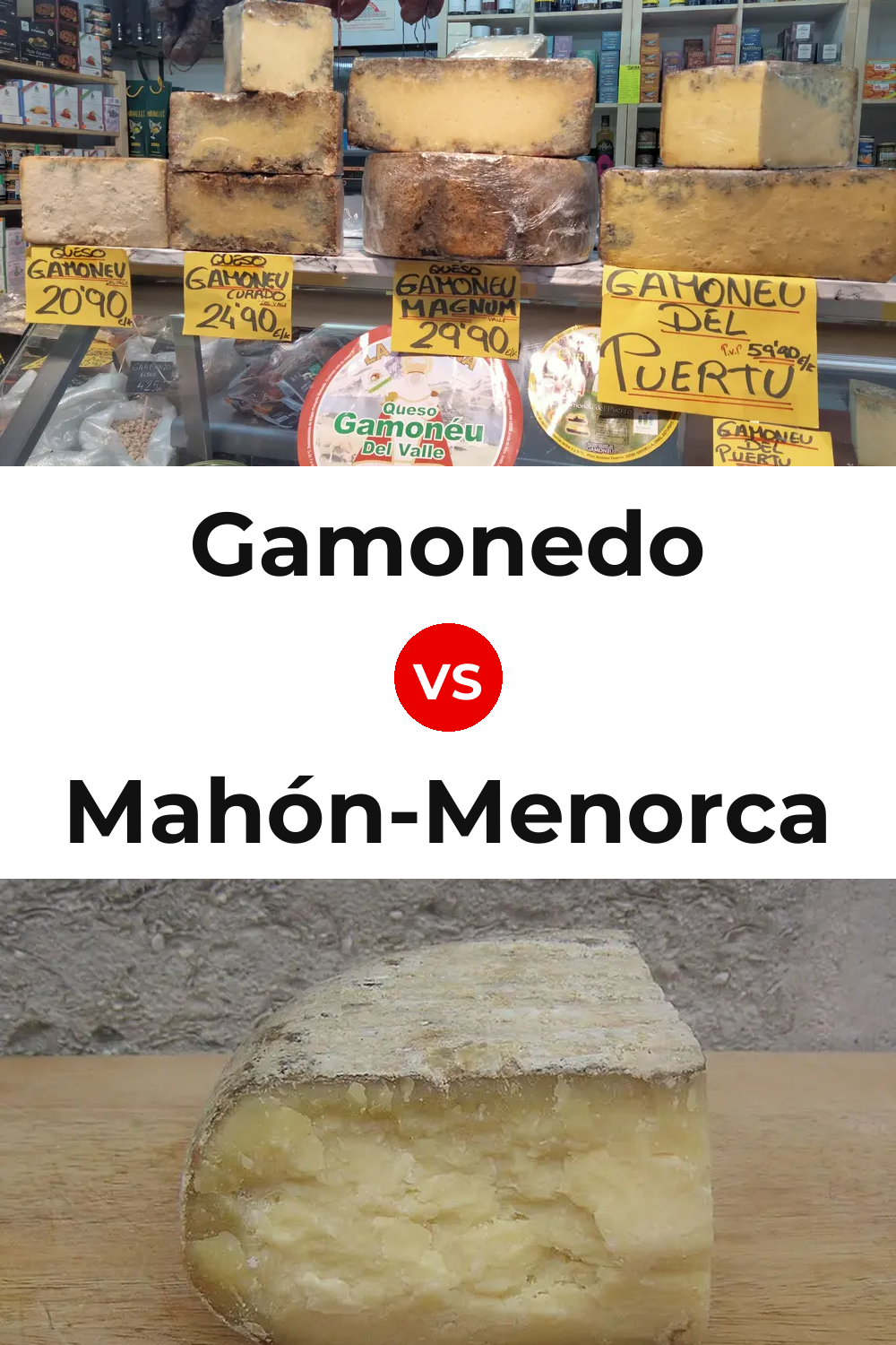 Gamonedo Cheese vs Mahón-Menorca Cheese Pinterest comparison