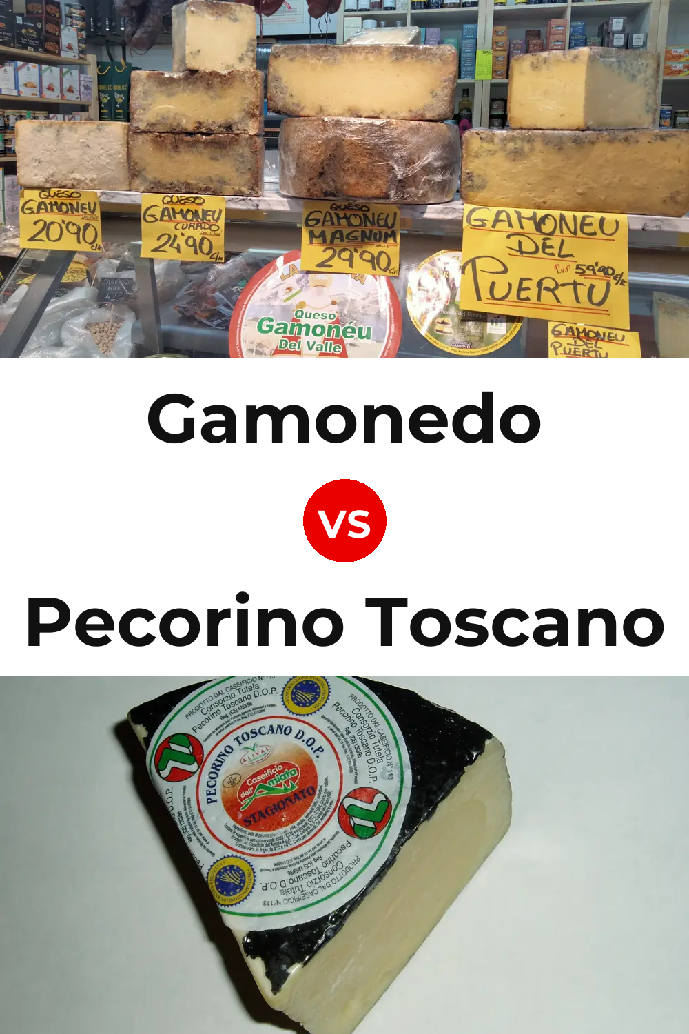 Gamonedo Cheese vs Pecorino Toscano Cheese Pinterest comparison