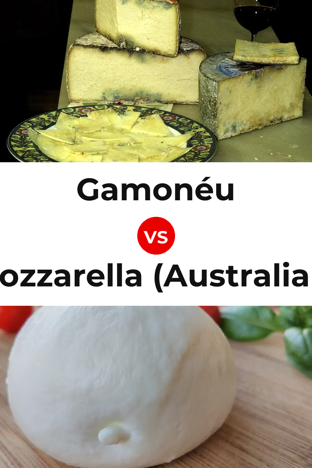 Gamonéu Cheese vs Mozzarella (Australian) Cheese Pinterest comparison