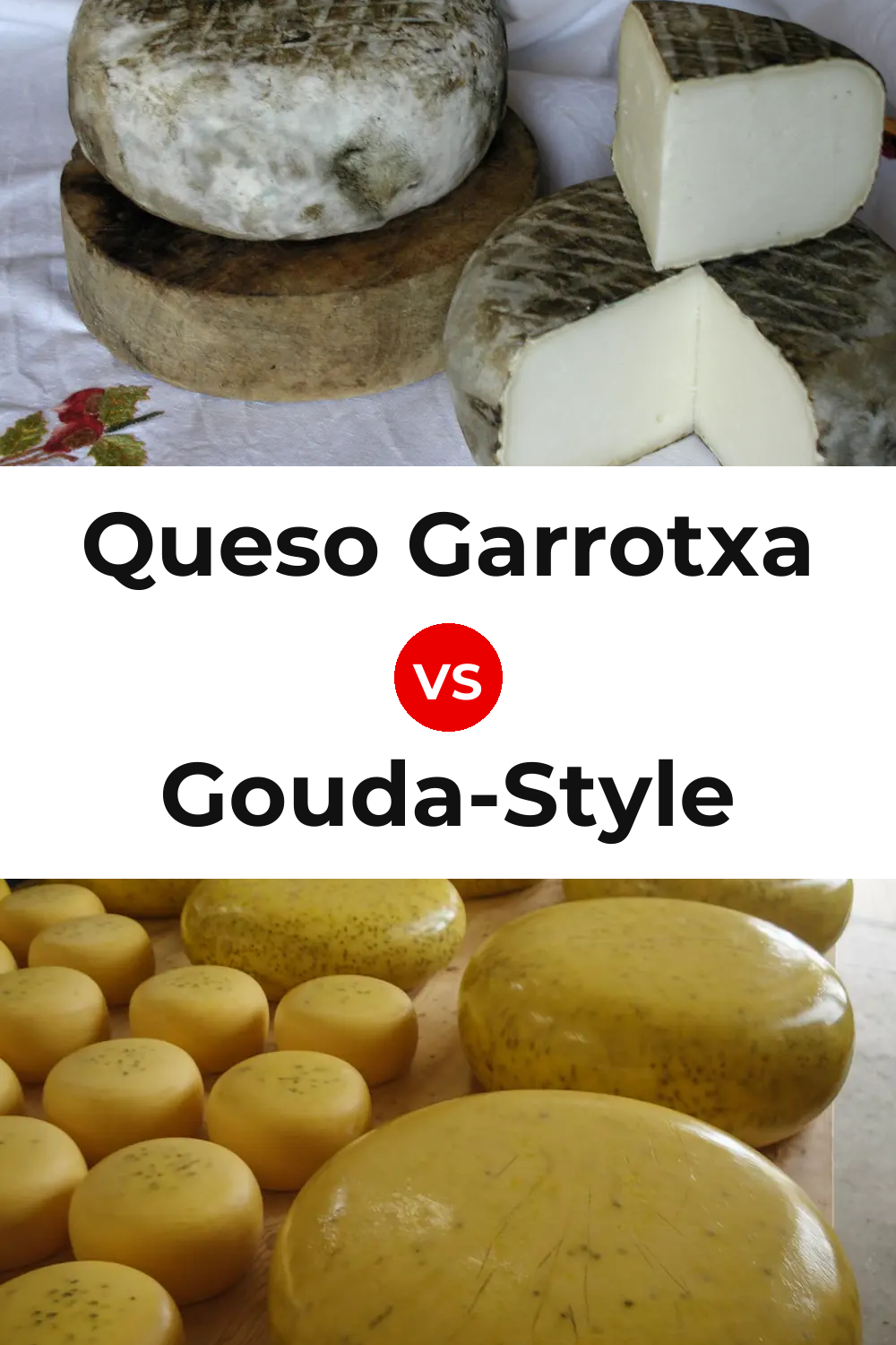 Queso Garrotxa vs Gouda-Style Cheese Pinterest comparison