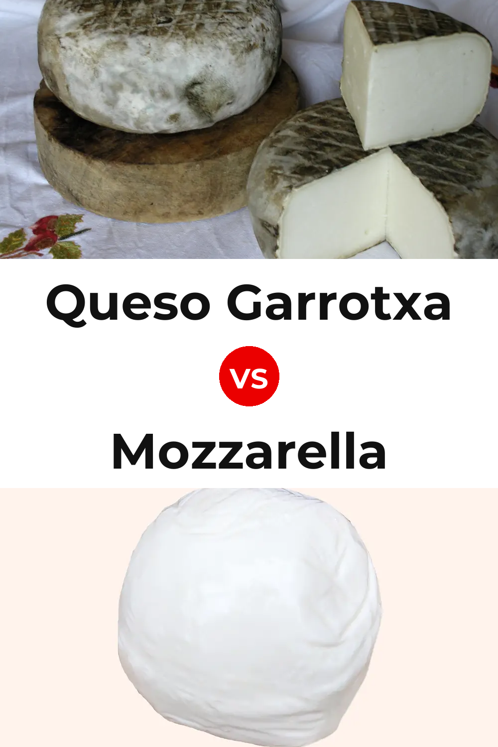 Queso Garrotxa vs Mozzarella Cheese Pinterest comparison