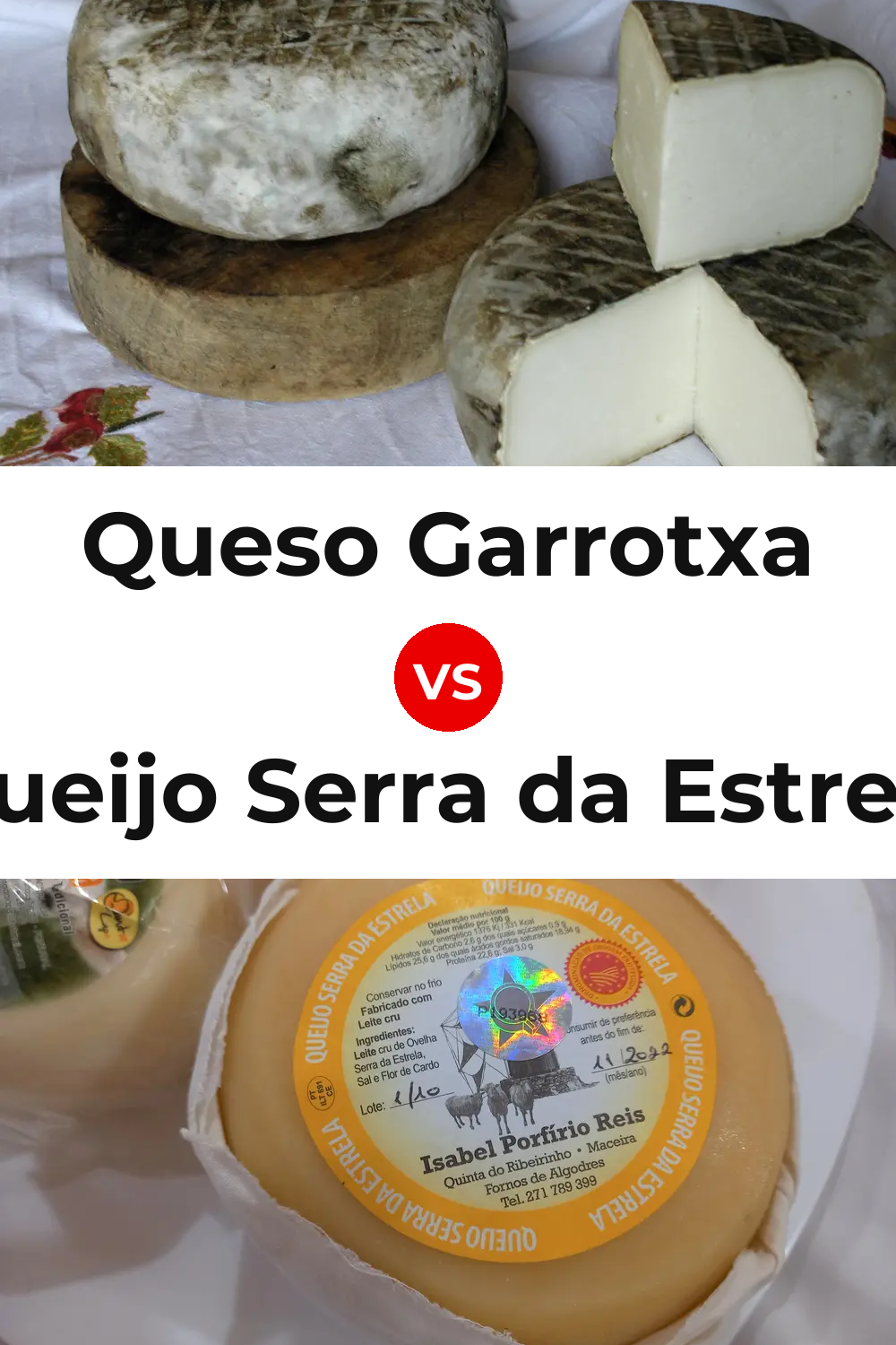 Queso Garrotxa vs Queijo Serra da Estrela Pinterest comparison