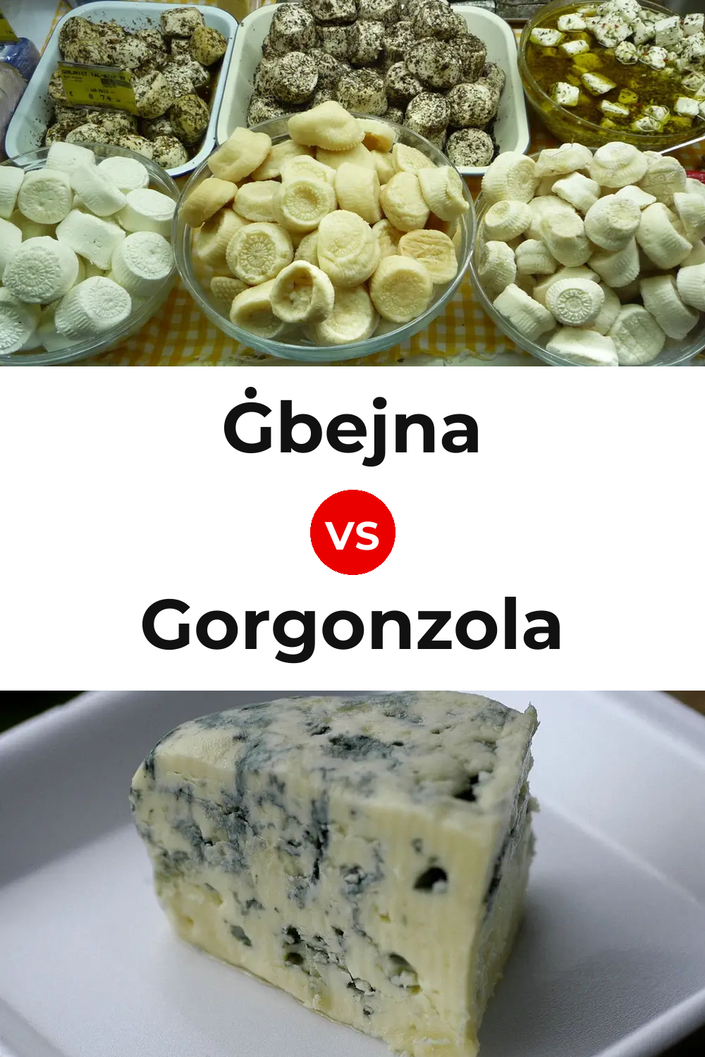 Ġbejna Cheese vs Gorgonzola Cheese Pinterest comparison
