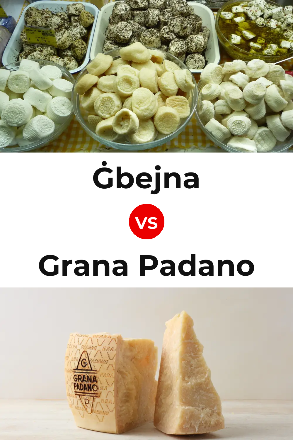 Ġbejna Cheese vs Grana Padano Cheese Pinterest comparison