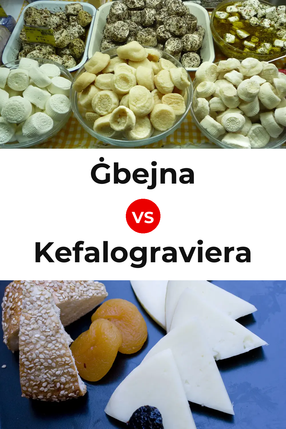 Ġbejna Cheese vs Kefalograviera Cheese Pinterest comparison