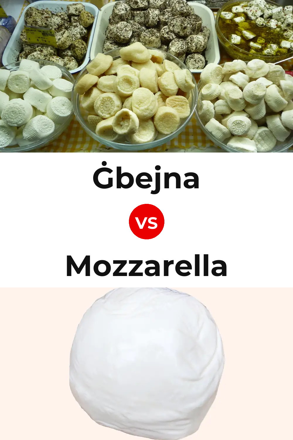 Ġbejna Cheese vs Mozzarella Cheese Pinterest comparison