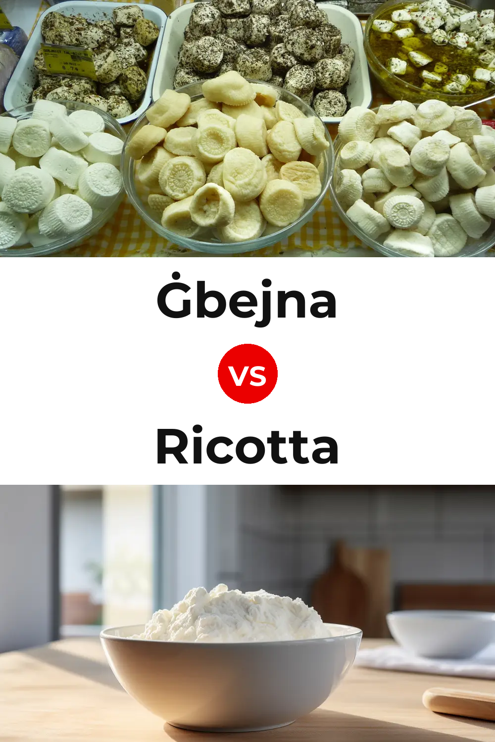 Ġbejna Cheese vs Ricotta Cheese Pinterest comparison