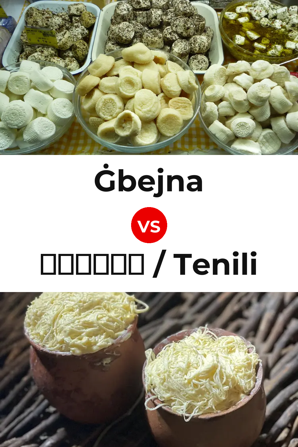 Ġbejna Cheese vs ტენილი / Tenili Cheese Pinterest comparison