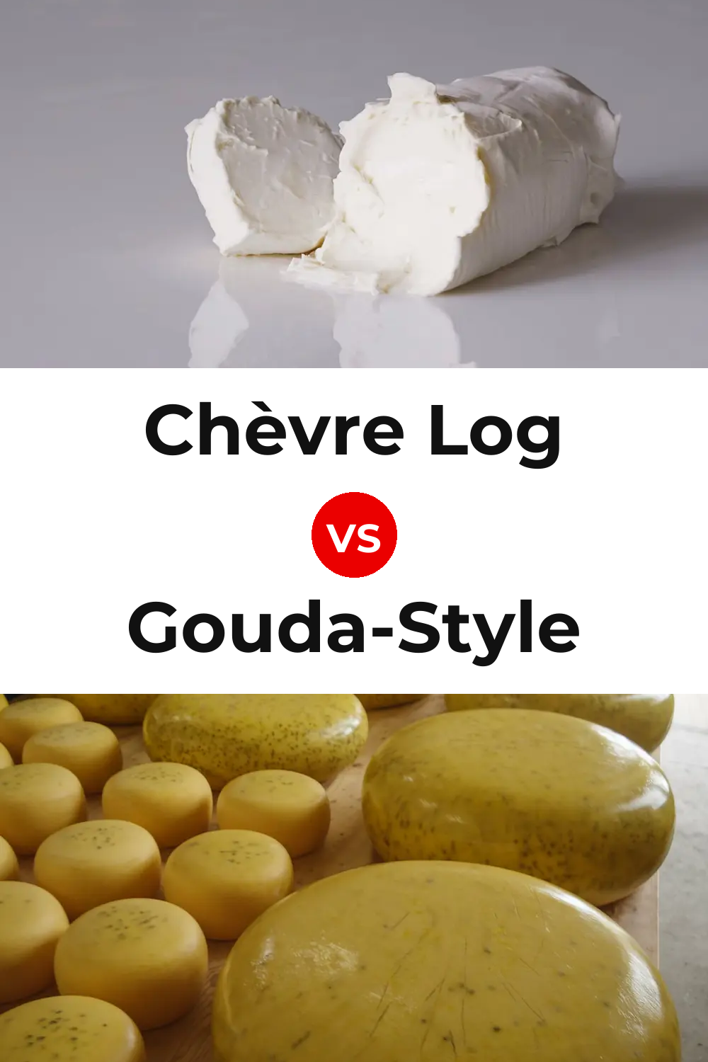 Chèvre Log Cheese vs Gouda-Style Cheese Pinterest comparison