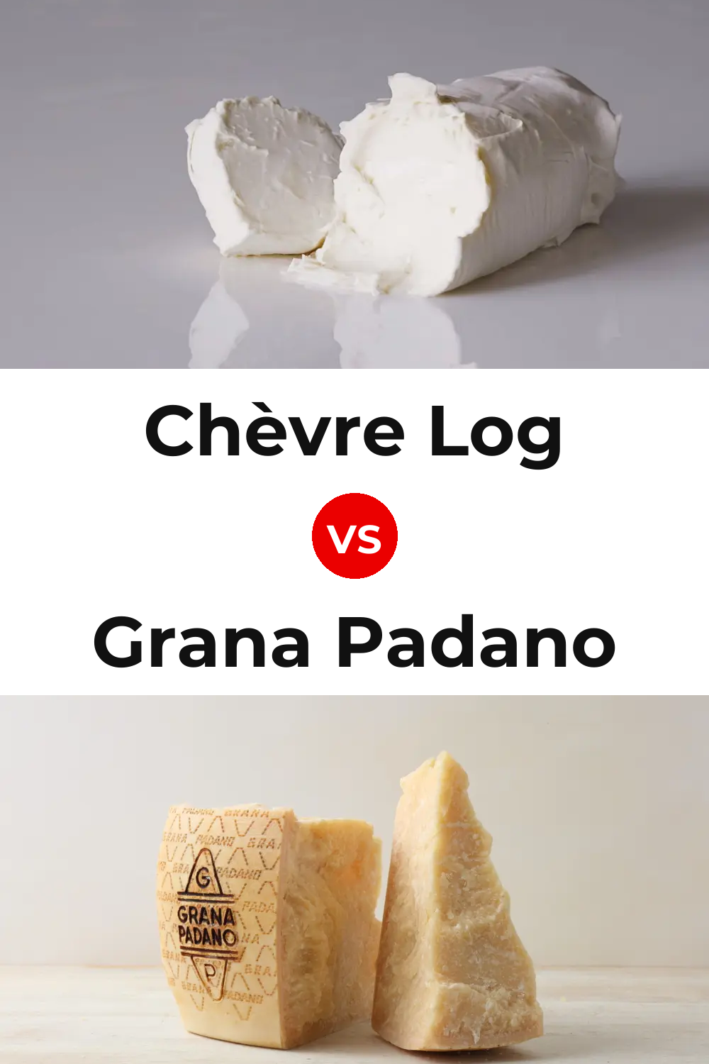 Chèvre Log Cheese vs Grana Padano Cheese Pinterest comparison