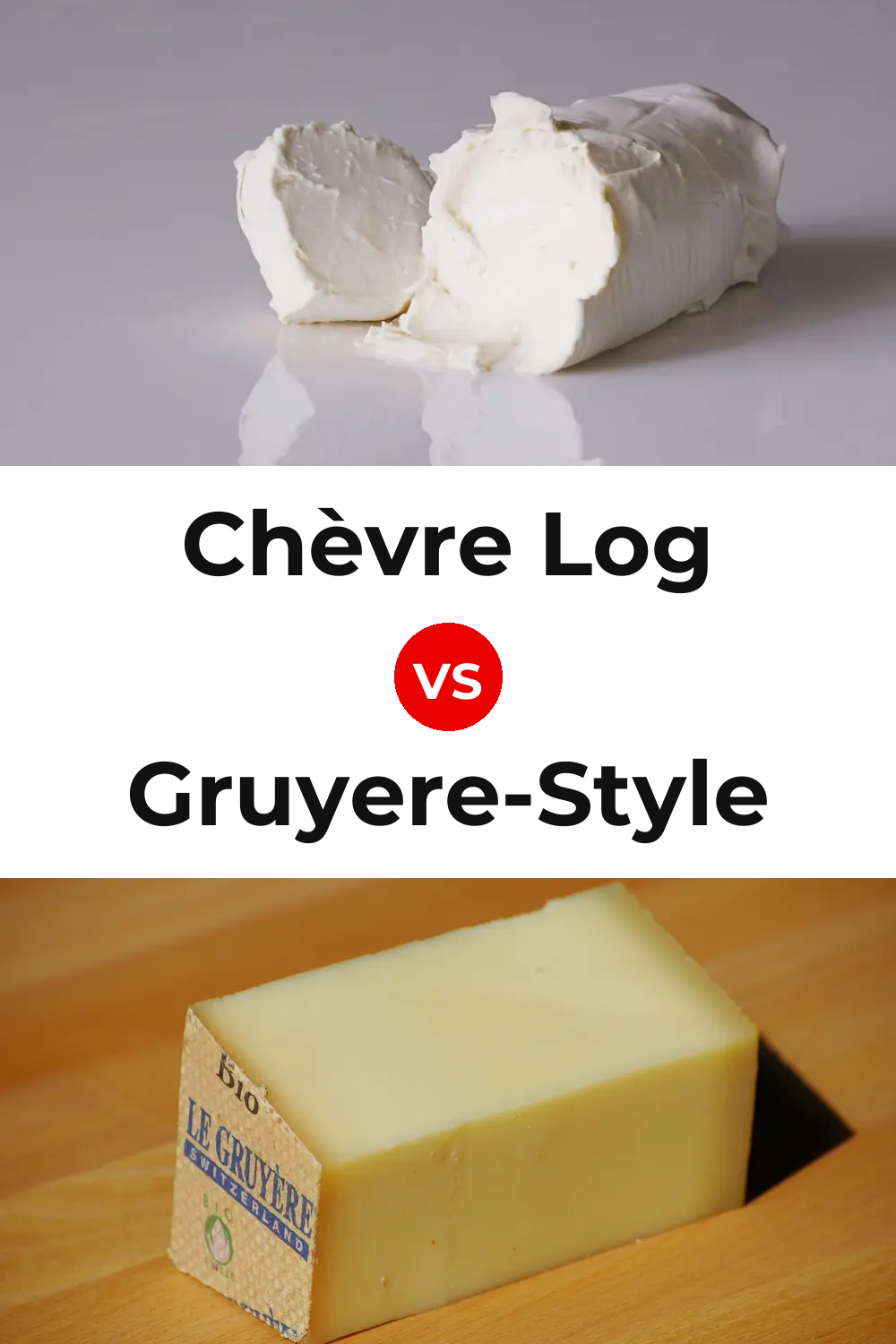 Chèvre Log Cheese vs Gruyere-Style Cheese Pinterest comparison