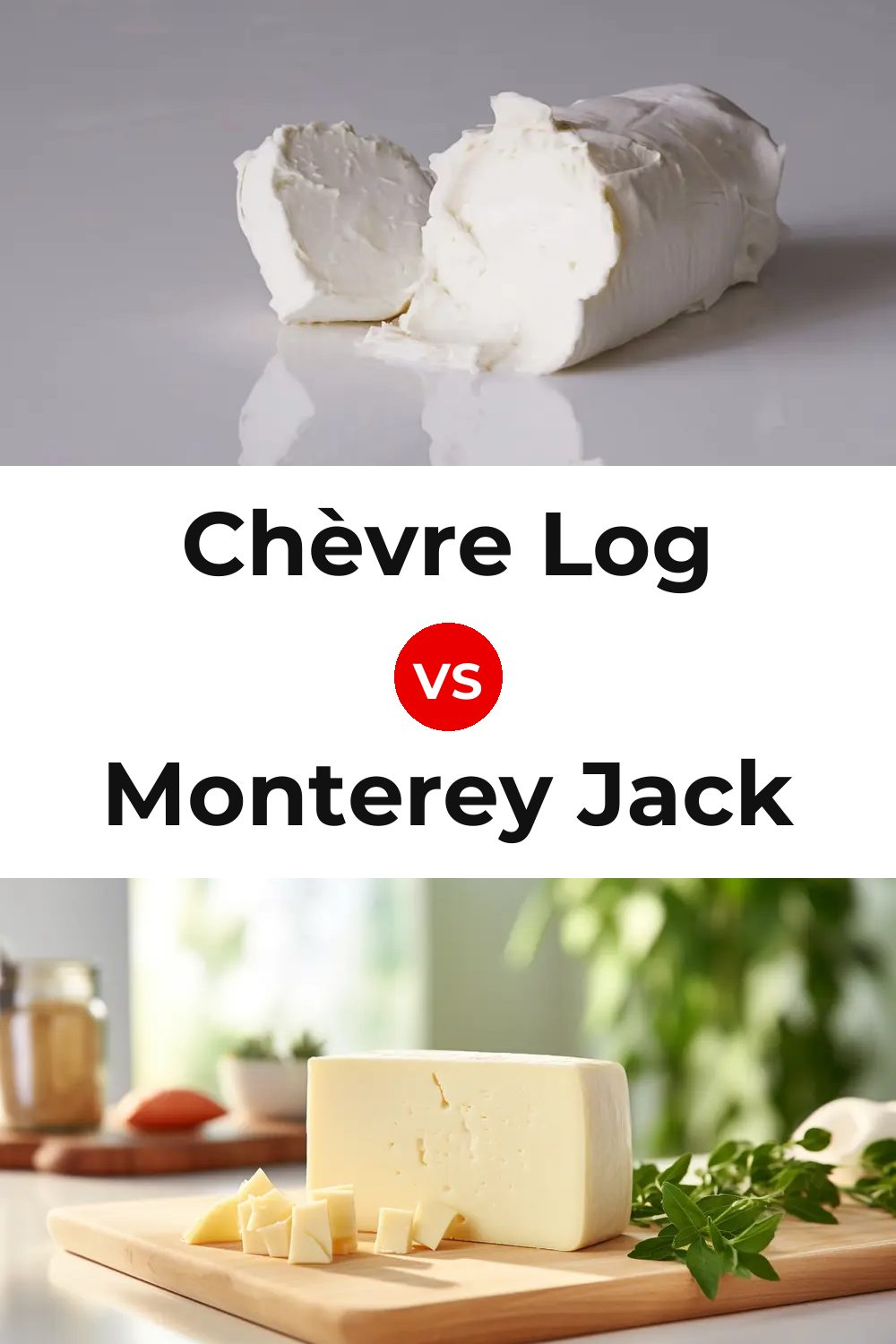 Chèvre Log Cheese vs Monterey Jack Cheese Pinterest comparison