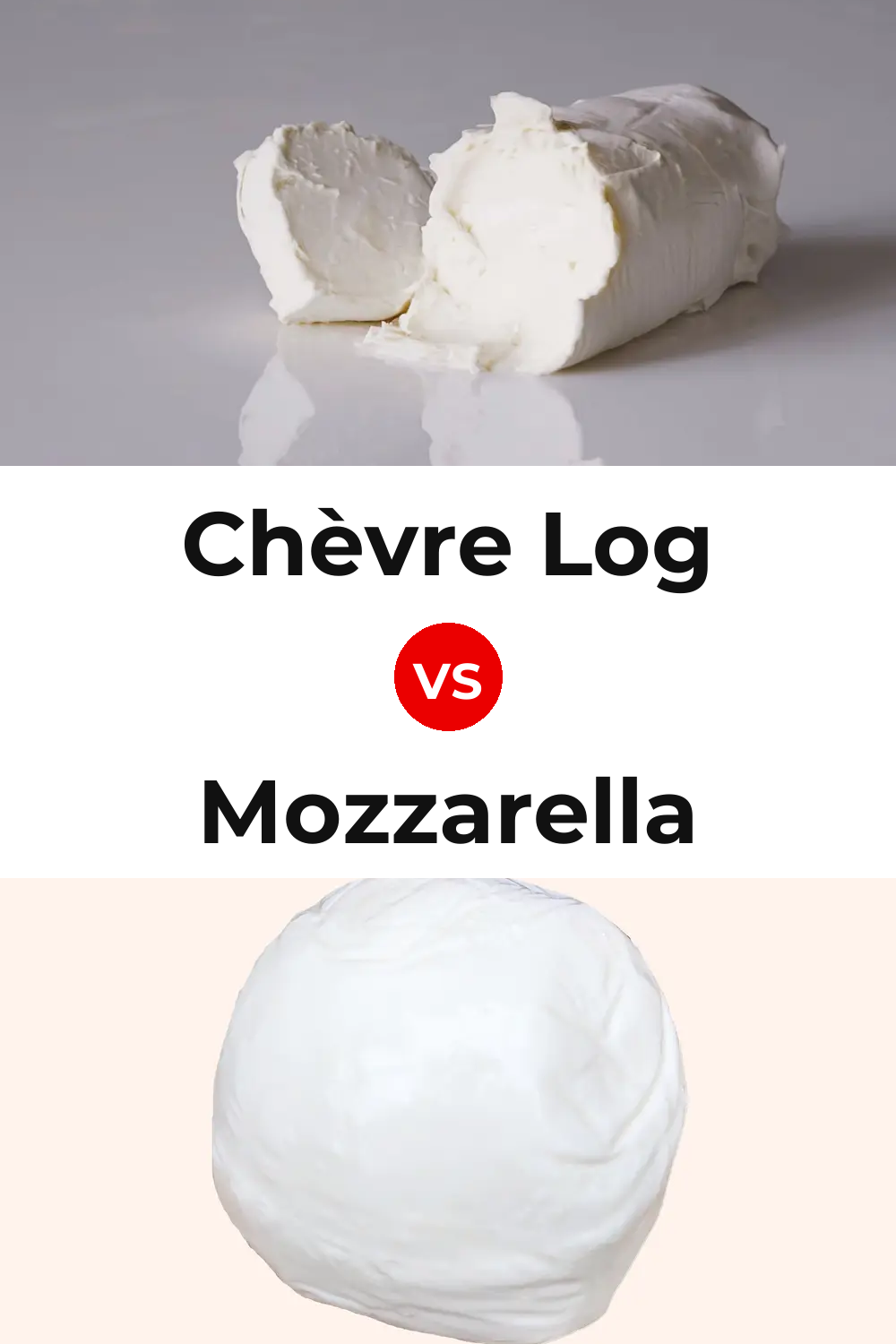 Chèvre Log Cheese vs Mozzarella Cheese Pinterest comparison