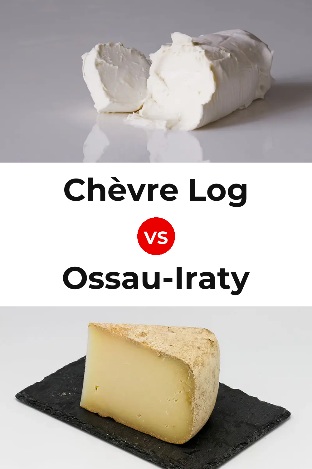 Chèvre Log Cheese vs Ossau-Iraty Cheese Pinterest comparison