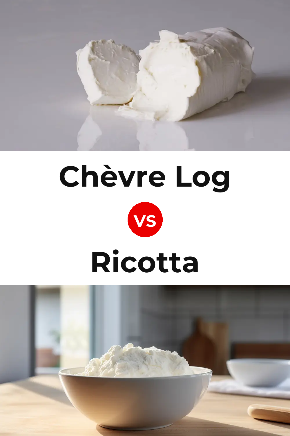 Chèvre Log Cheese vs Ricotta Cheese Pinterest comparison