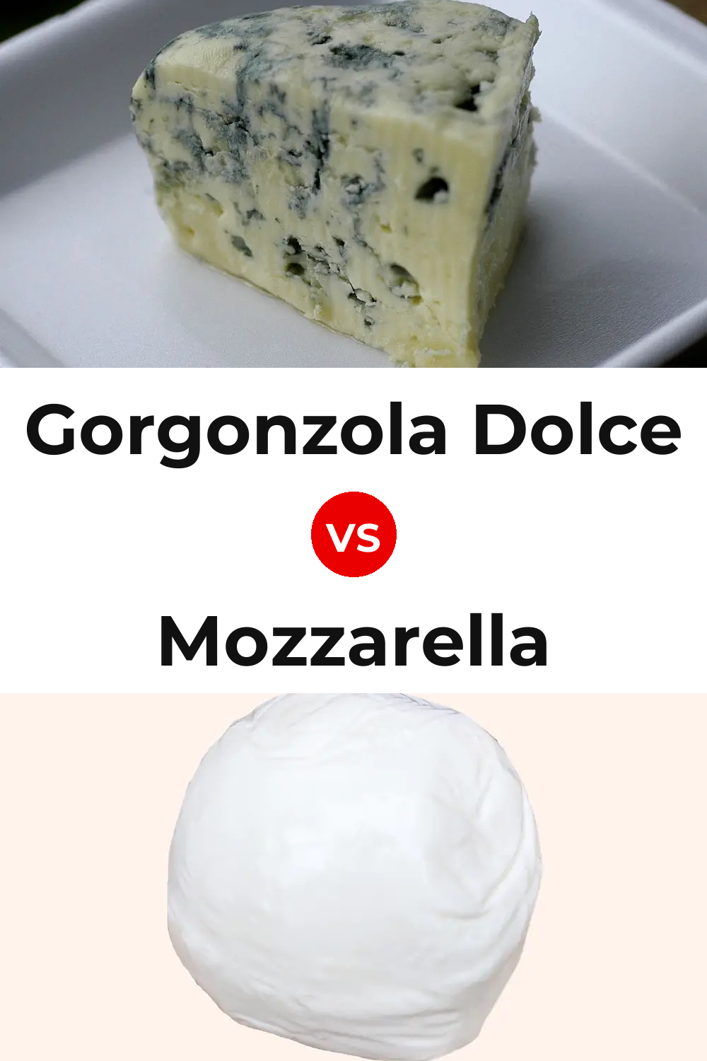 Gorgonzola Dolce Cheese vs Mozzarella Cheese Pinterest comparison