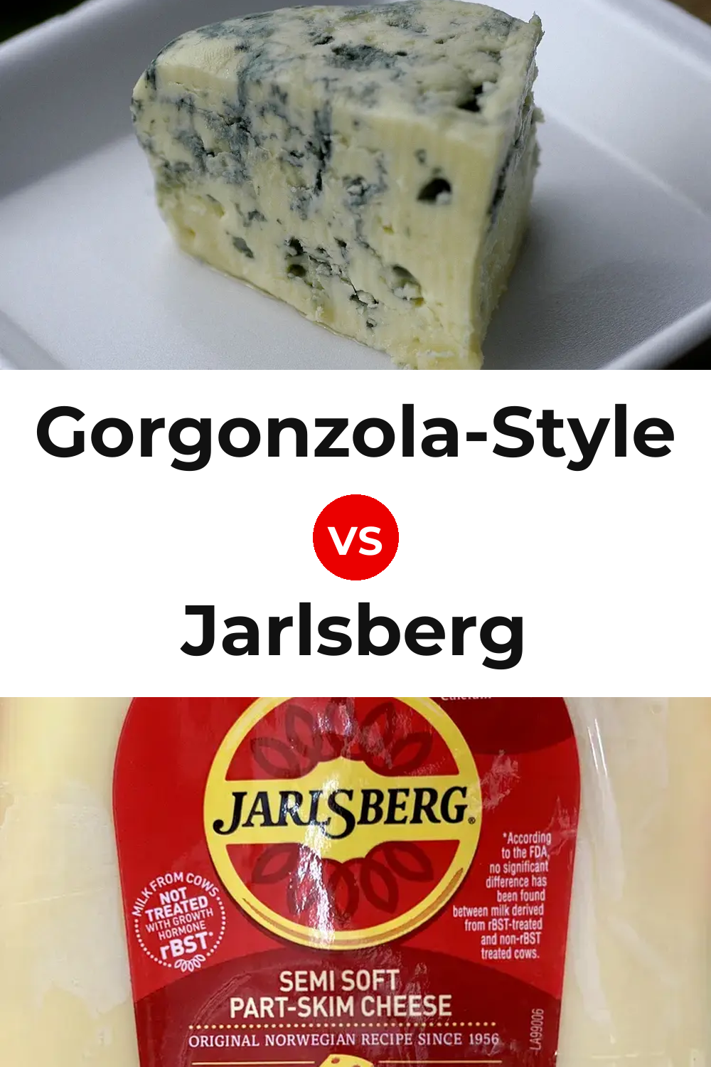 Gorgonzola-Style Cheese vs Jarlsberg Cheese Pinterest comparison