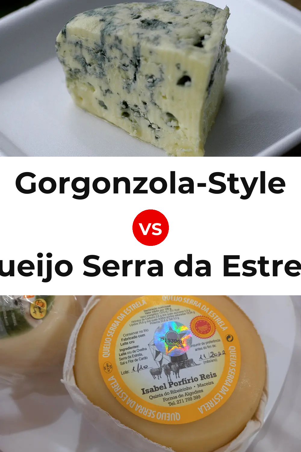 Gorgonzola-Style Cheese vs Queijo Serra da Estrela Pinterest comparison