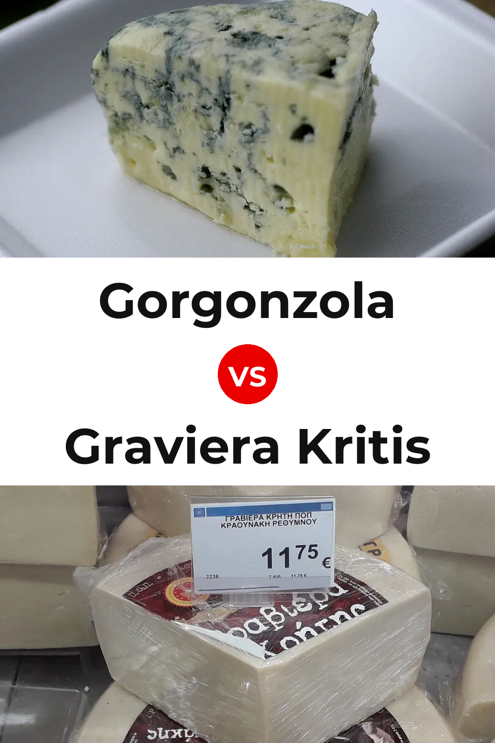 Gorgonzola Cheese vs Graviera Kritis Cheese Pinterest comparison