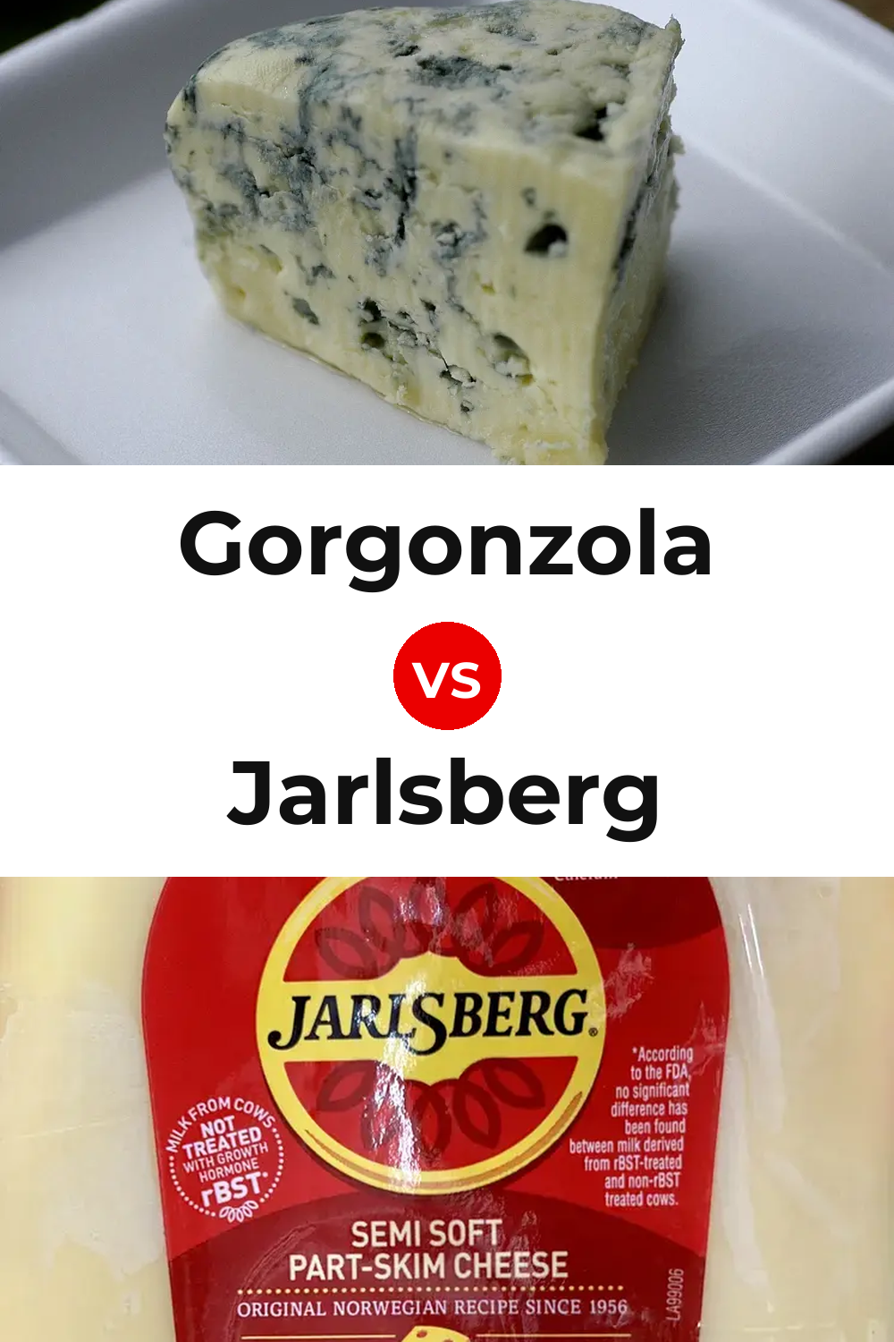 Gorgonzola Cheese vs Jarlsberg Cheese Pinterest comparison