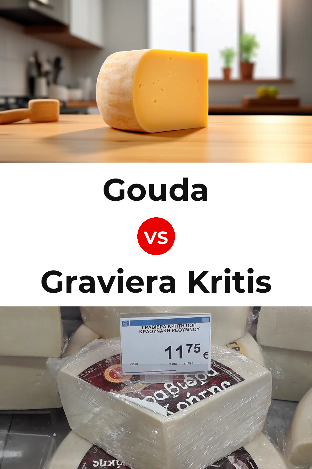Gouda Cheese vs Graviera Kritis Cheese Pinterest comparison