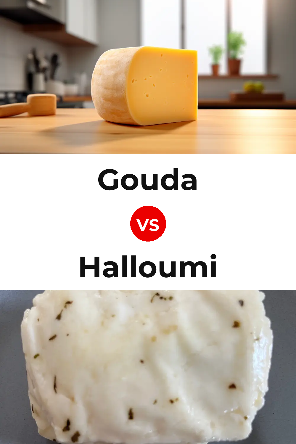 Gouda Cheese vs Halloumi Cheese Pinterest comparison