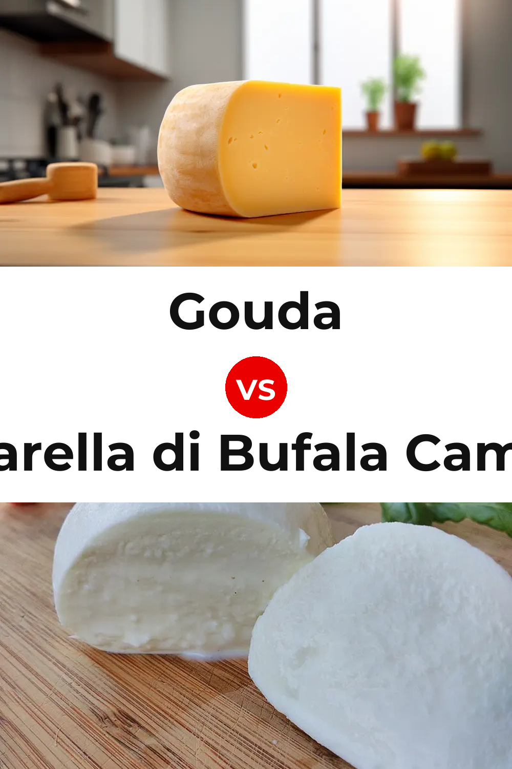 Gouda Cheese vs Mozzarella di Bufala Campana Cheese Pinterest comparison