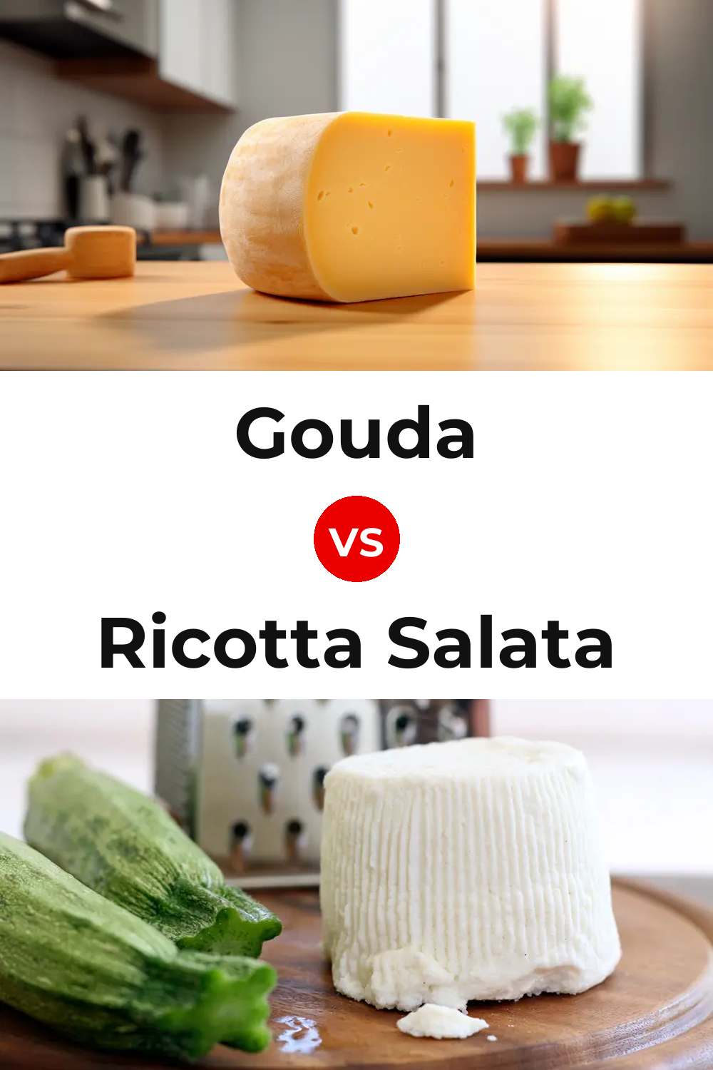 Gouda Cheese vs Ricotta Salata Cheese Pinterest comparison