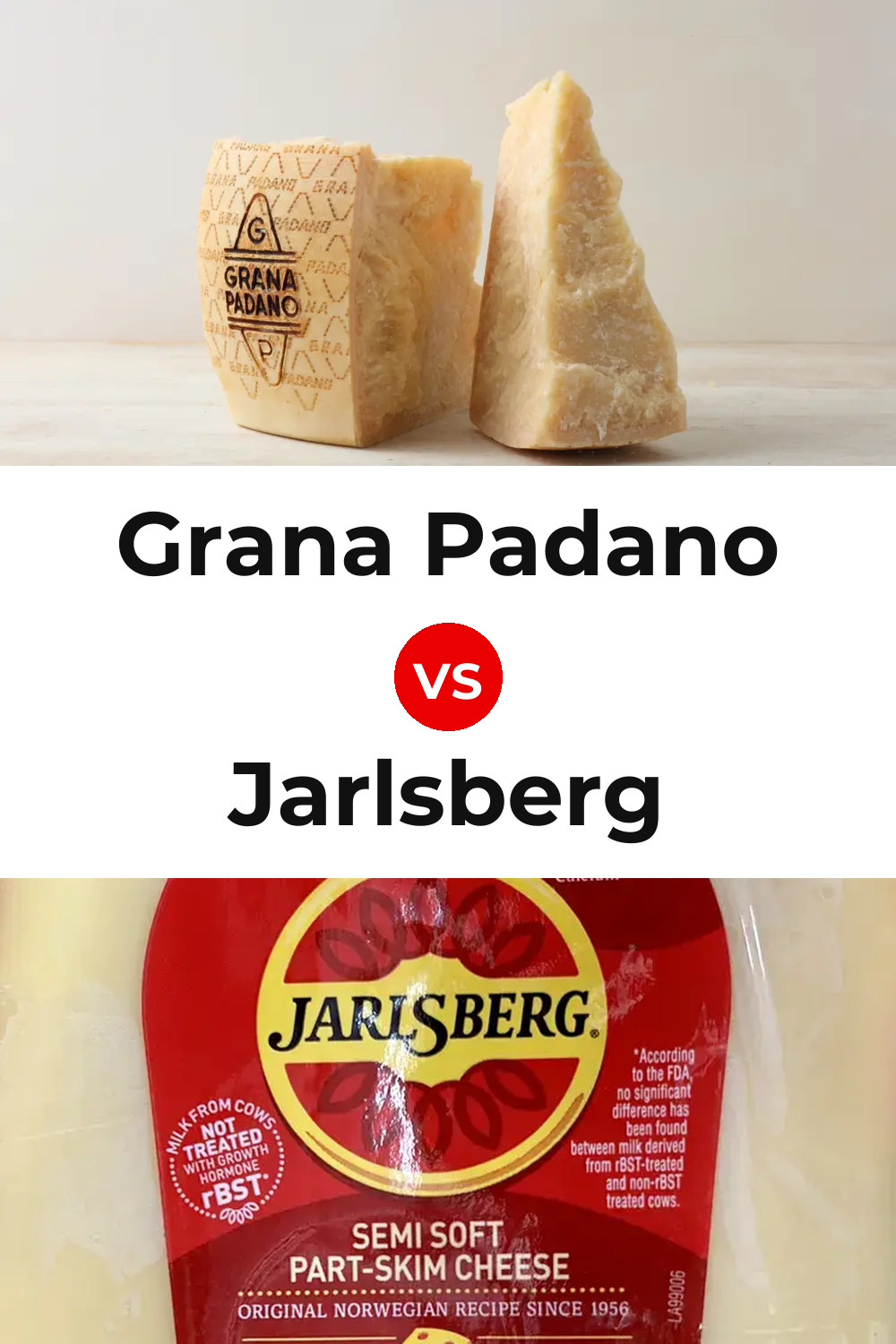 Grana Padano Cheese vs Jarlsberg Cheese Pinterest comparison