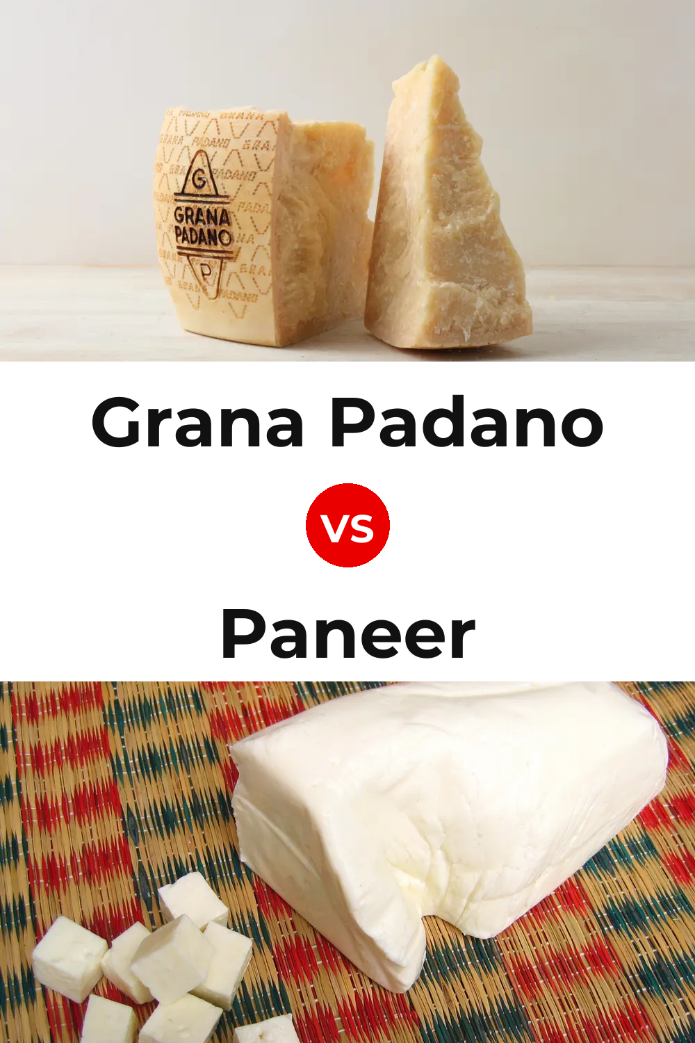 Grana Padano Cheese vs Paneer Cheese Pinterest comparison