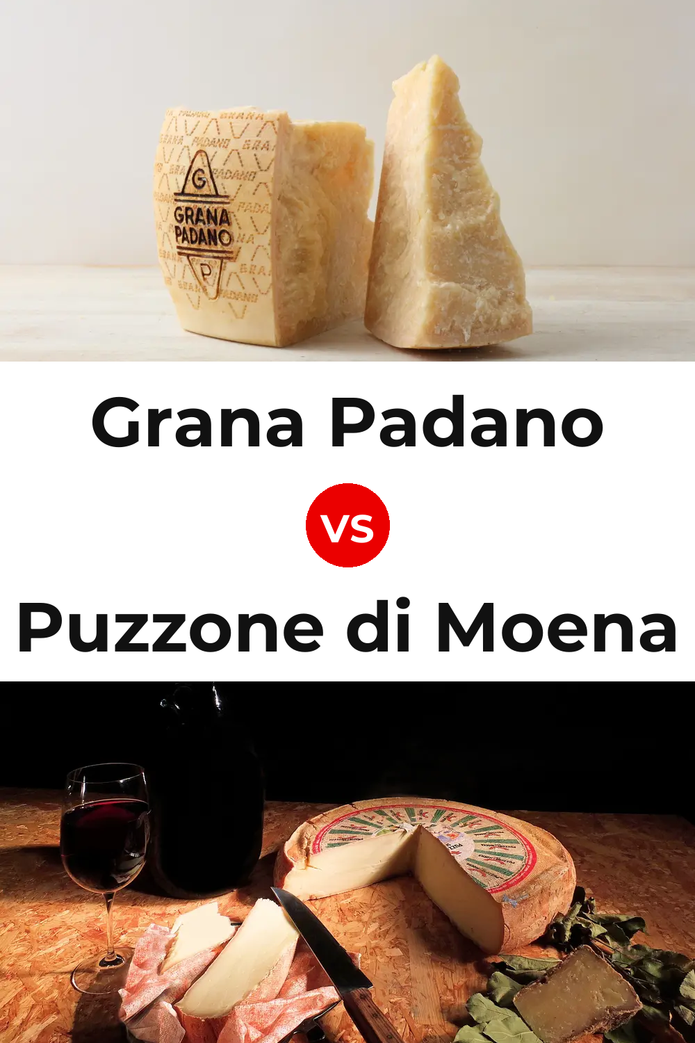Grana Padano Cheese vs Puzzone di Moena Cheese Pinterest comparison