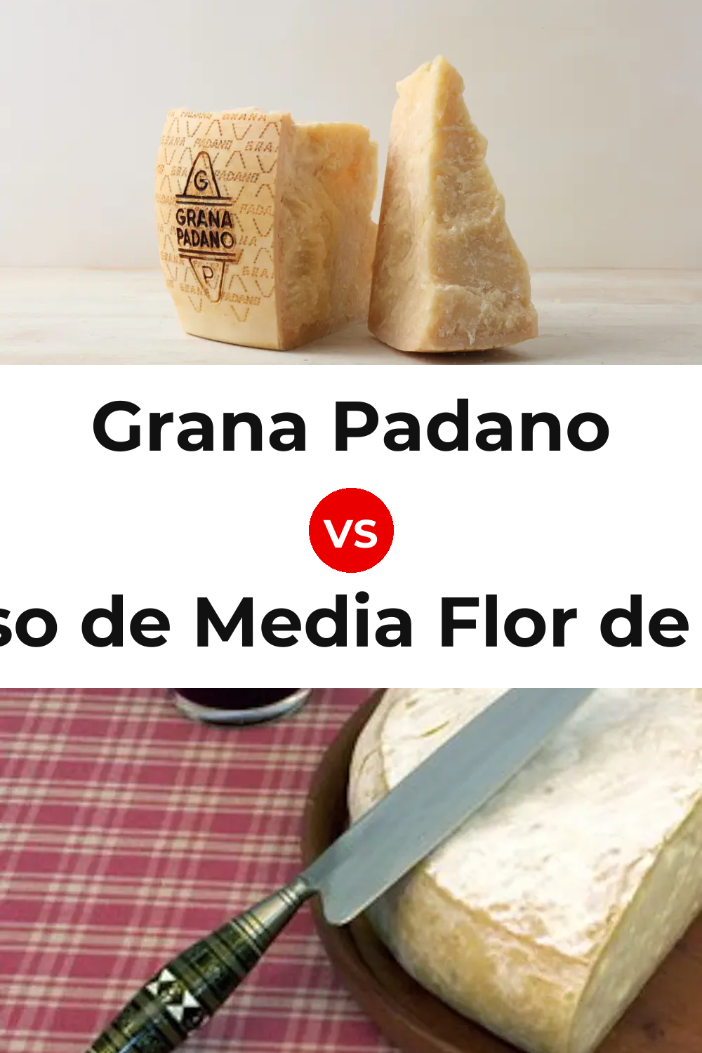 Grana Padano Cheese vs Queso de Media Flor de Guía Pinterest comparison