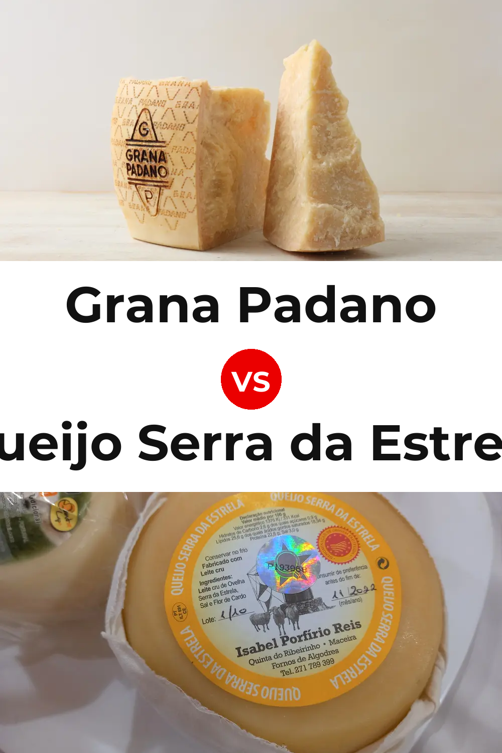 Grana Padano Cheese vs Queijo Serra da Estrela Pinterest comparison