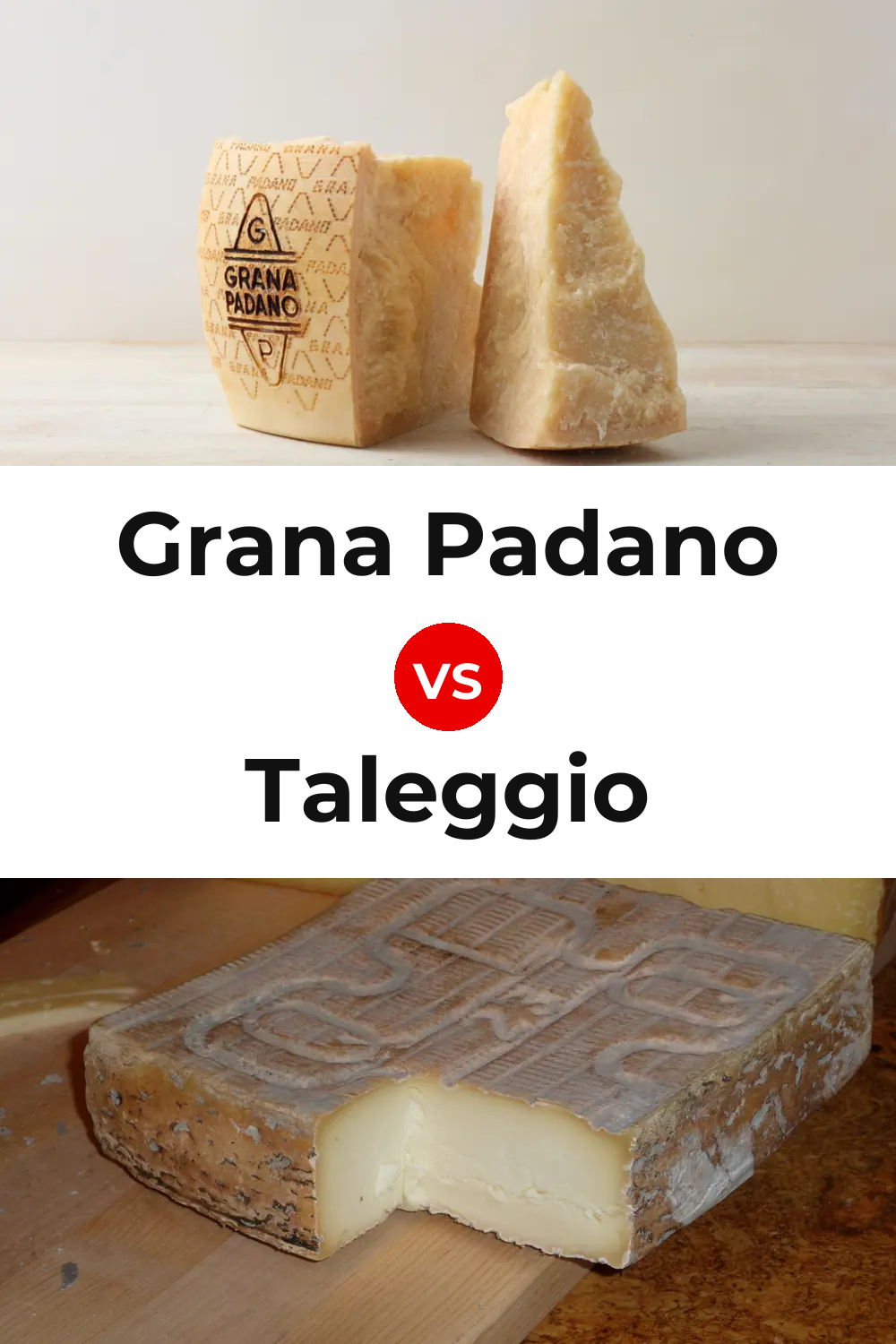 Grana Padano Cheese vs Taleggio Cheese Pinterest comparison