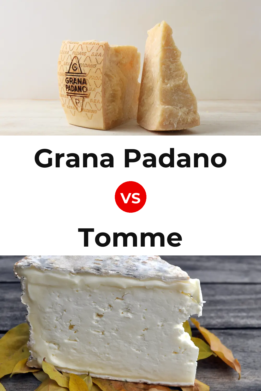 Grana Padano Cheese vs Tomme Cheese Pinterest comparison