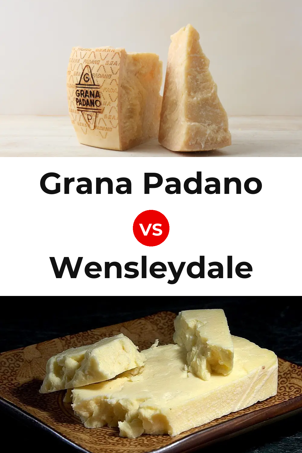Grana Padano Cheese vs Wensleydale Cheese Pinterest comparison