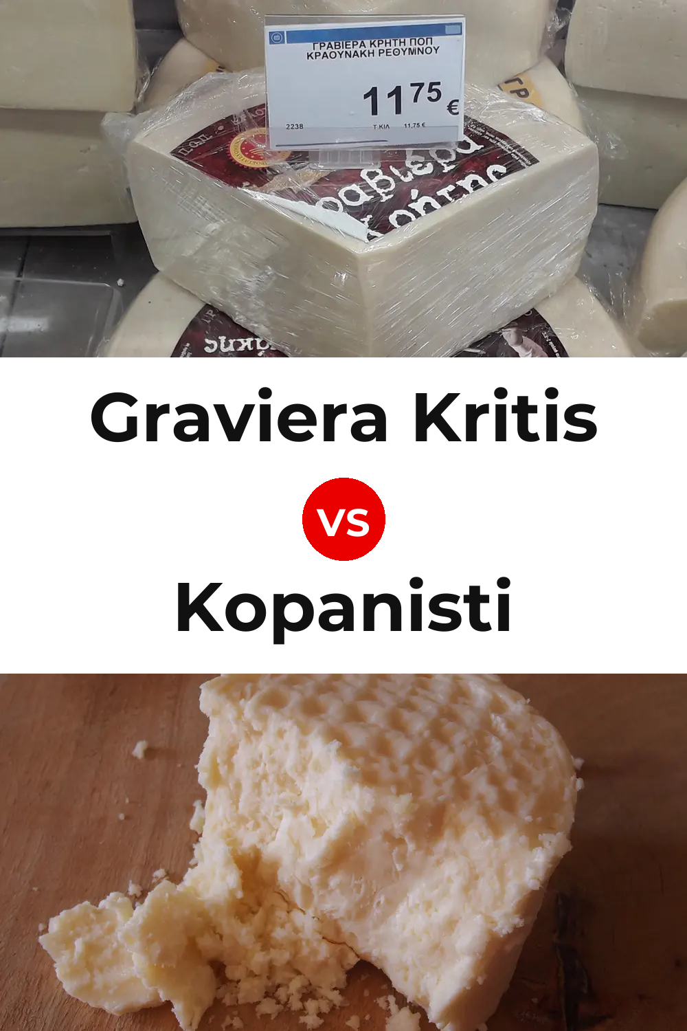 Graviera Kritis Cheese vs Kopanisti Cheese Pinterest comparison