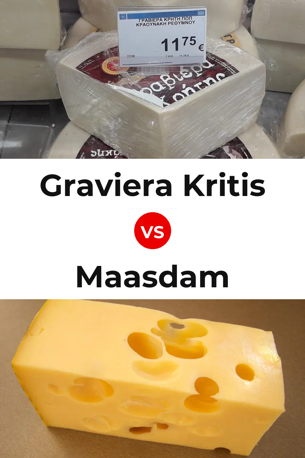 Graviera Kritis Cheese vs Maasdam Cheese Pinterest comparison