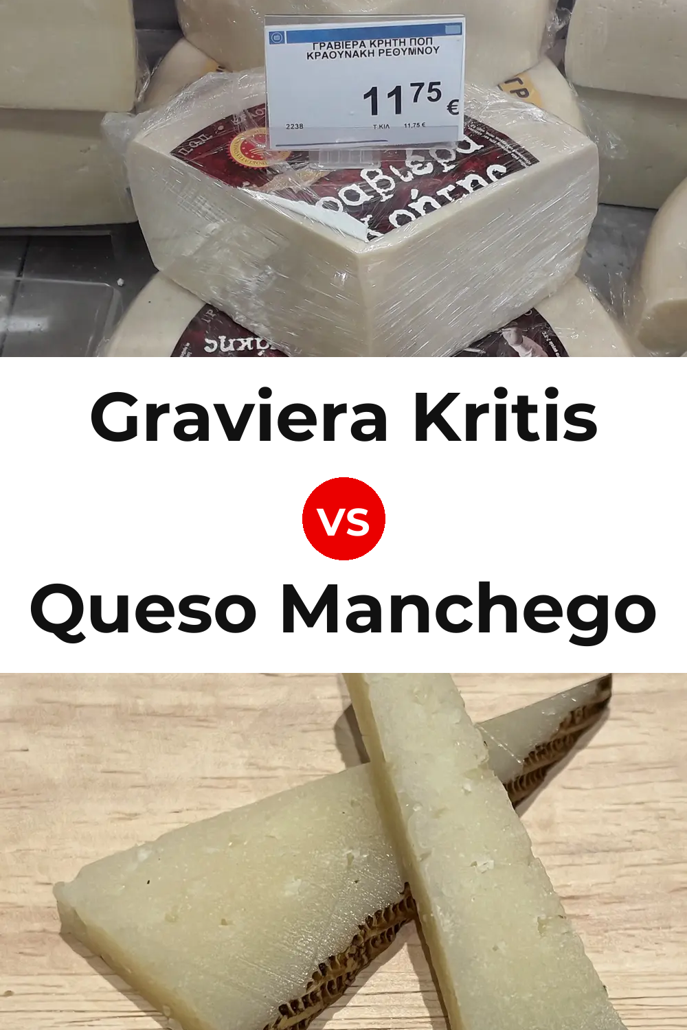 Graviera Kritis Cheese vs Queso Manchego Pinterest comparison