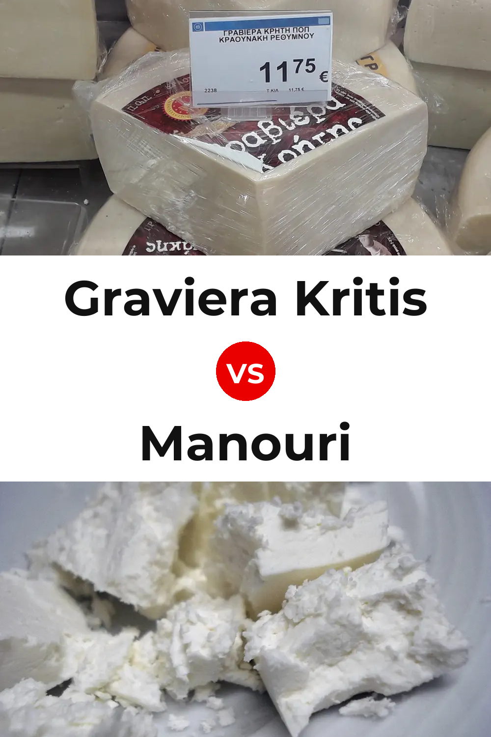 Graviera Kritis Cheese vs Manouri Cheese Pinterest comparison