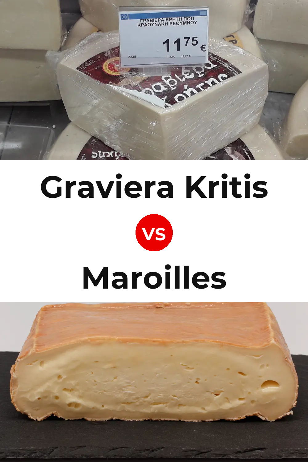 Graviera Kritis Cheese vs Maroilles Cheese Pinterest comparison