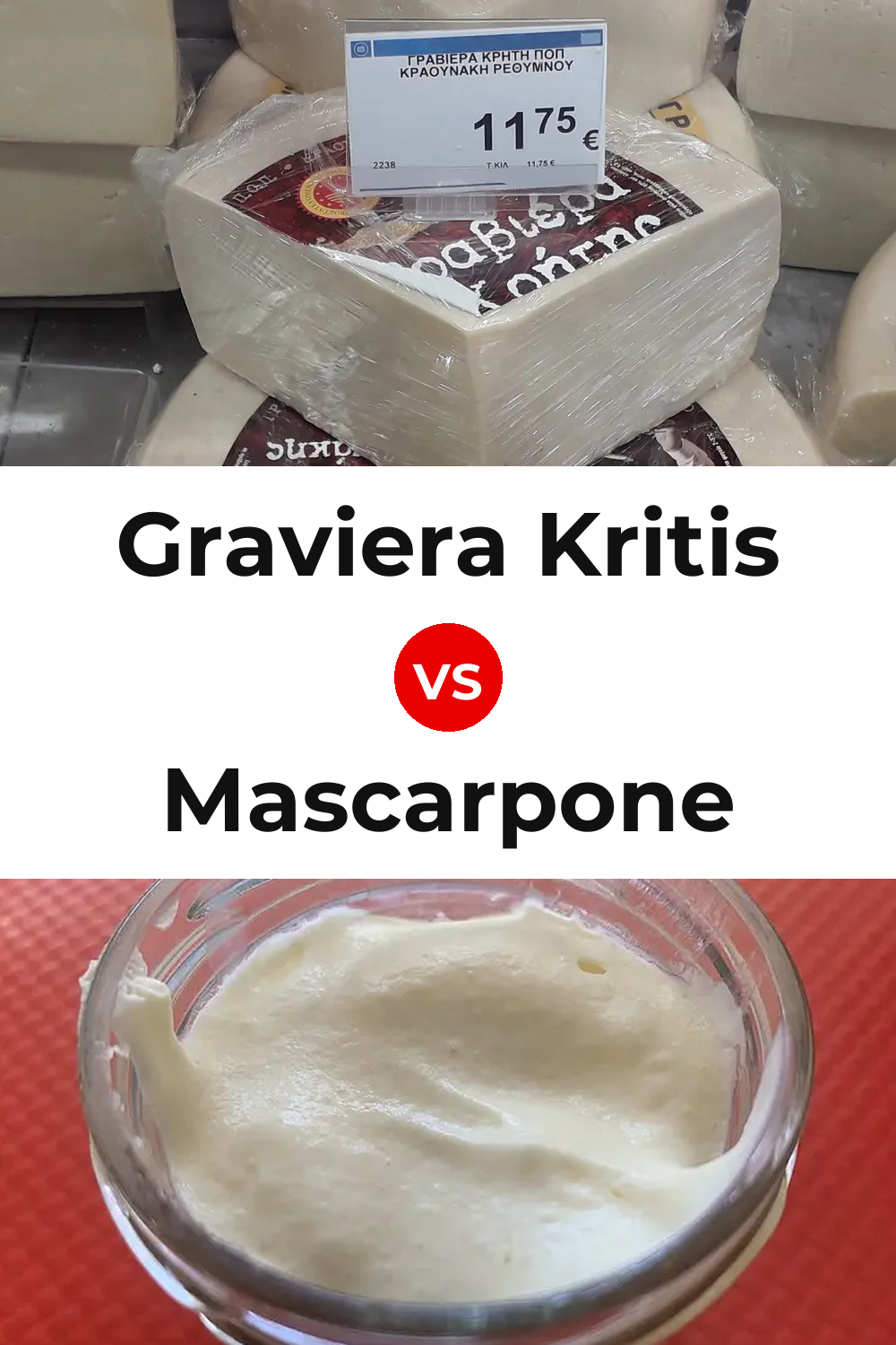 Graviera Kritis Cheese vs Mascarpone Cheese Pinterest comparison