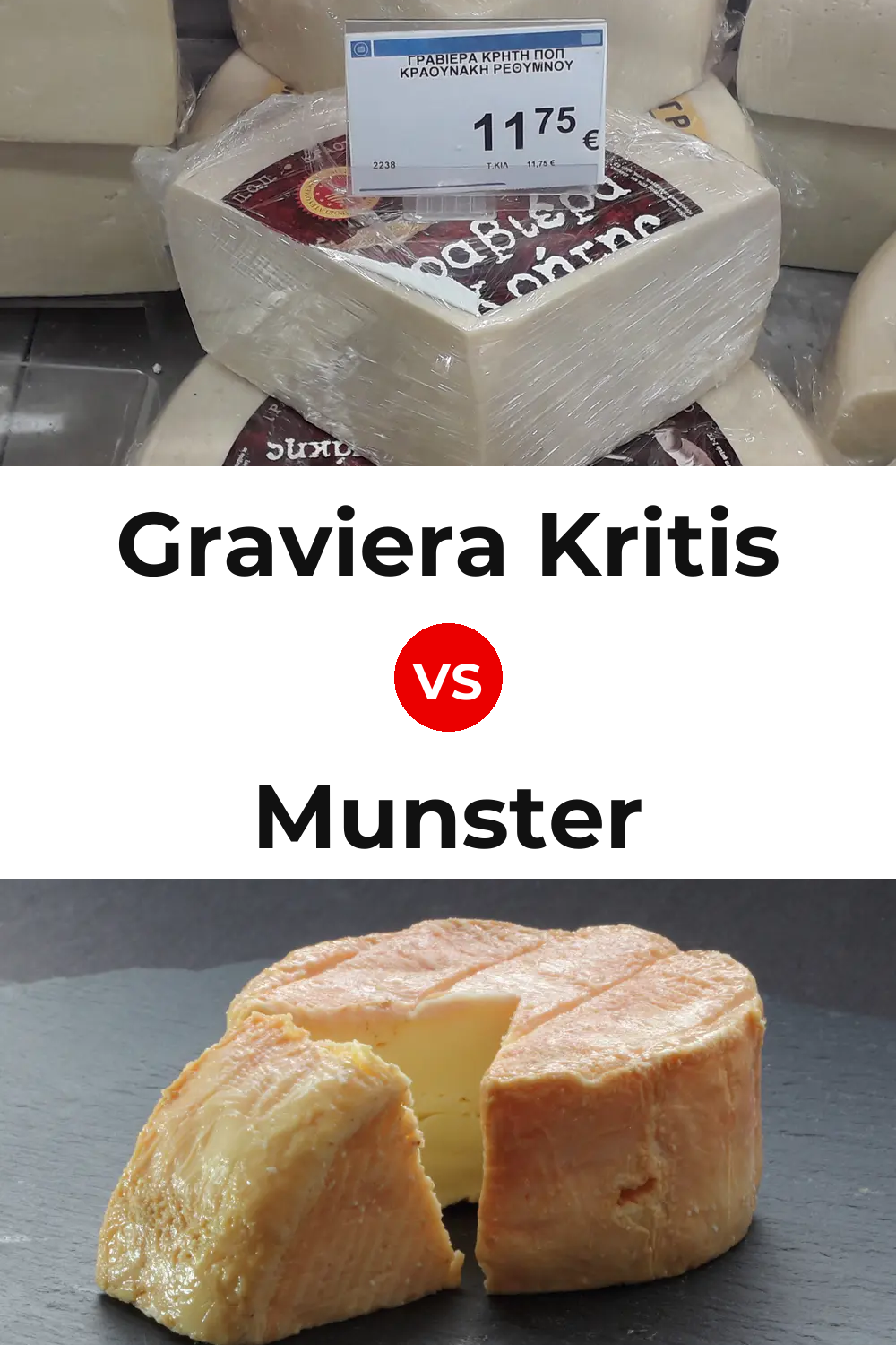Graviera Kritis Cheese vs Munster Cheese Pinterest comparison