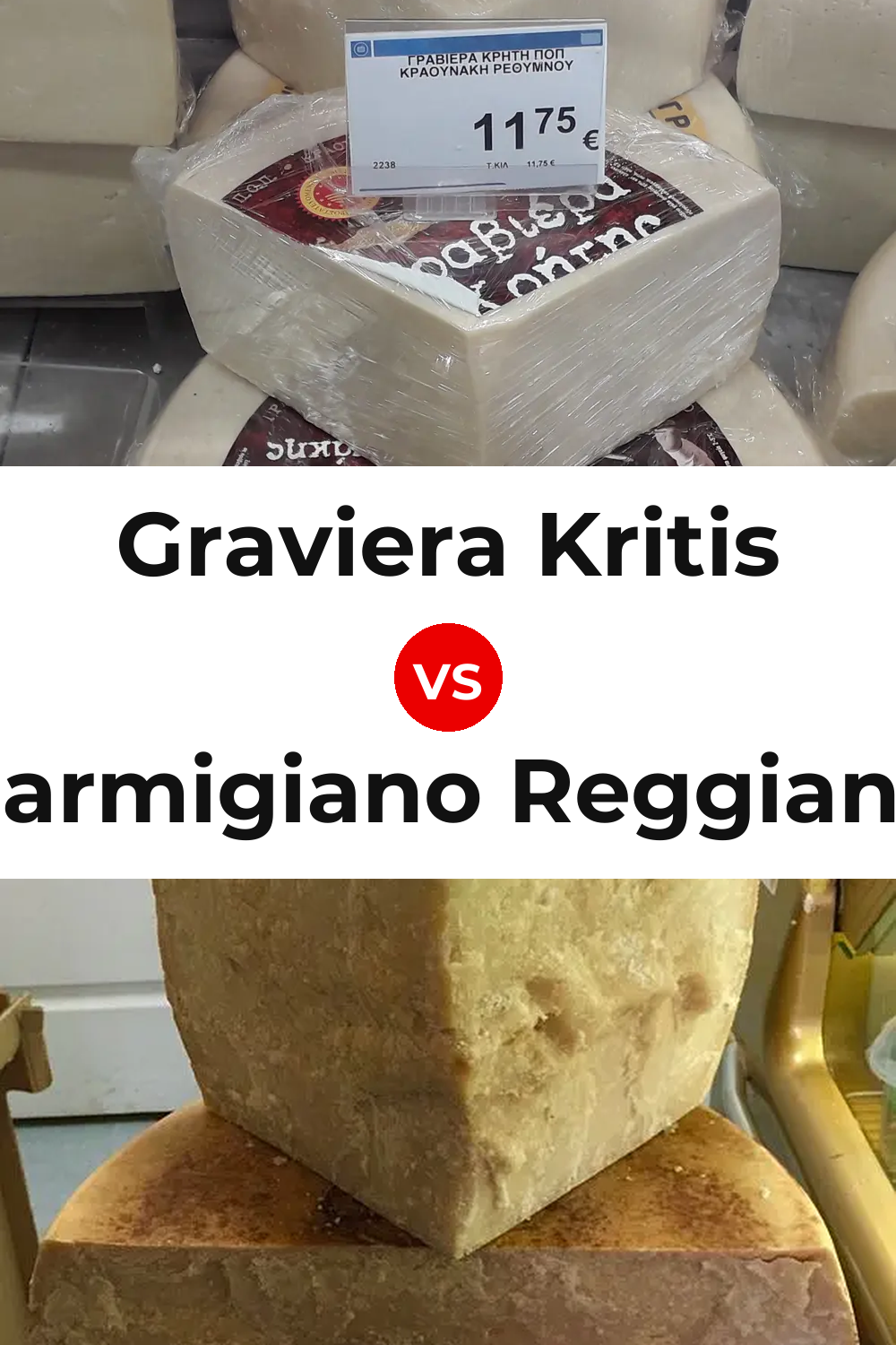 Graviera Kritis Cheese vs Parmigiano Reggiano Cheese Pinterest comparison