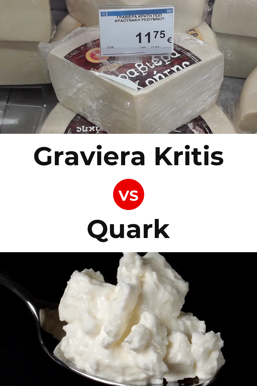 Graviera Kritis Cheese vs Quark Cheese Pinterest comparison