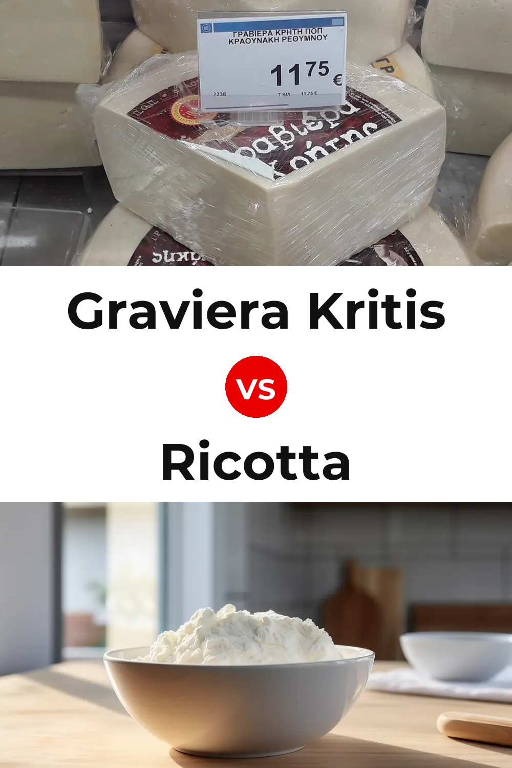 Graviera Kritis Cheese vs Ricotta Cheese Pinterest comparison