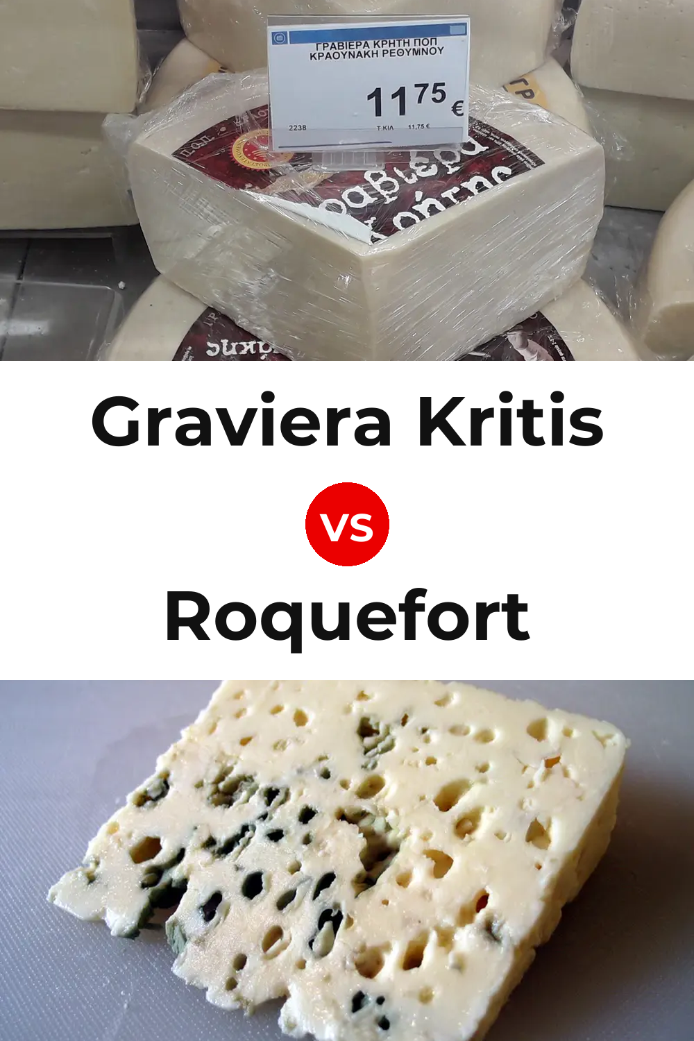 Graviera Kritis Cheese vs Roquefort Cheese Pinterest comparison