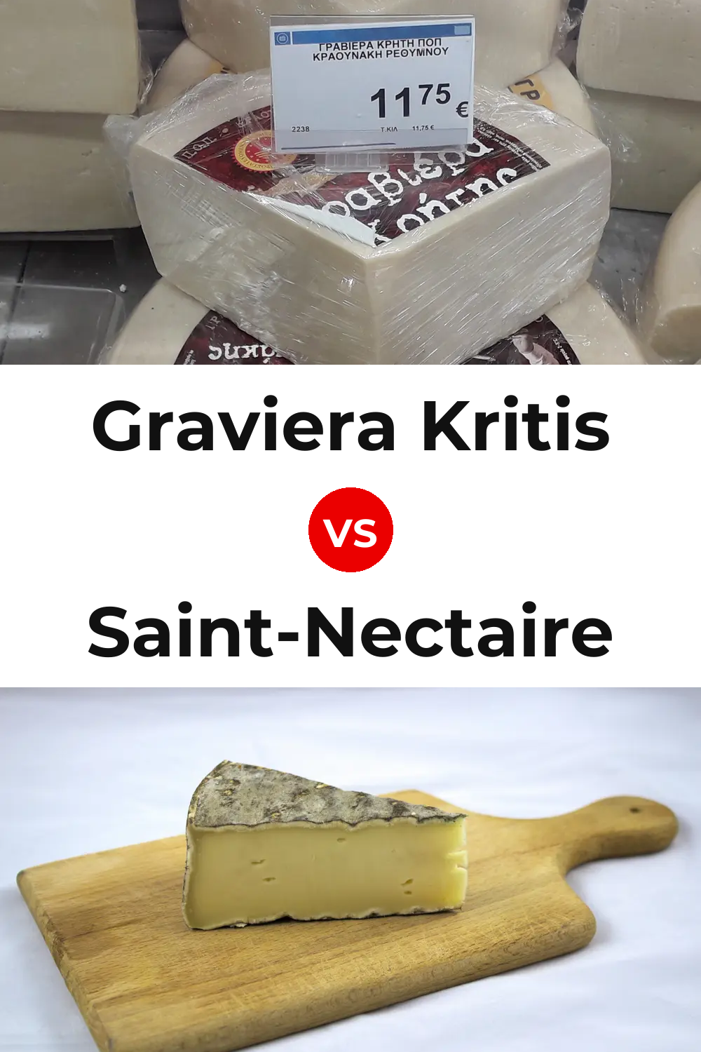 Graviera Kritis Cheese vs Saint-Nectaire Cheese Pinterest comparison
