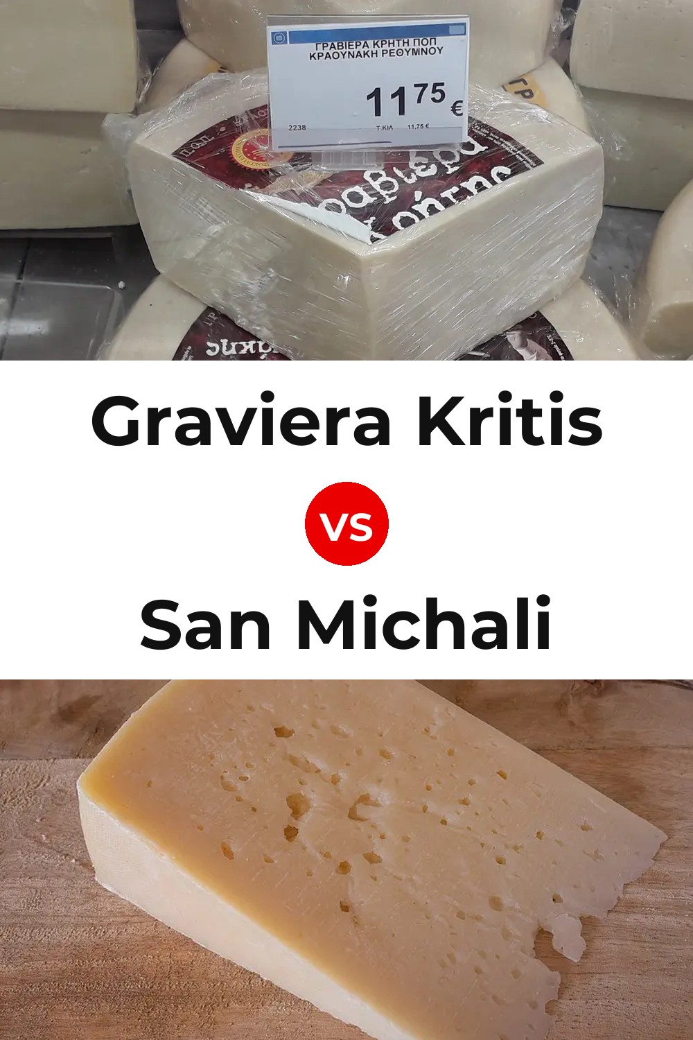 Graviera Kritis Cheese vs San Michali Cheese Pinterest comparison