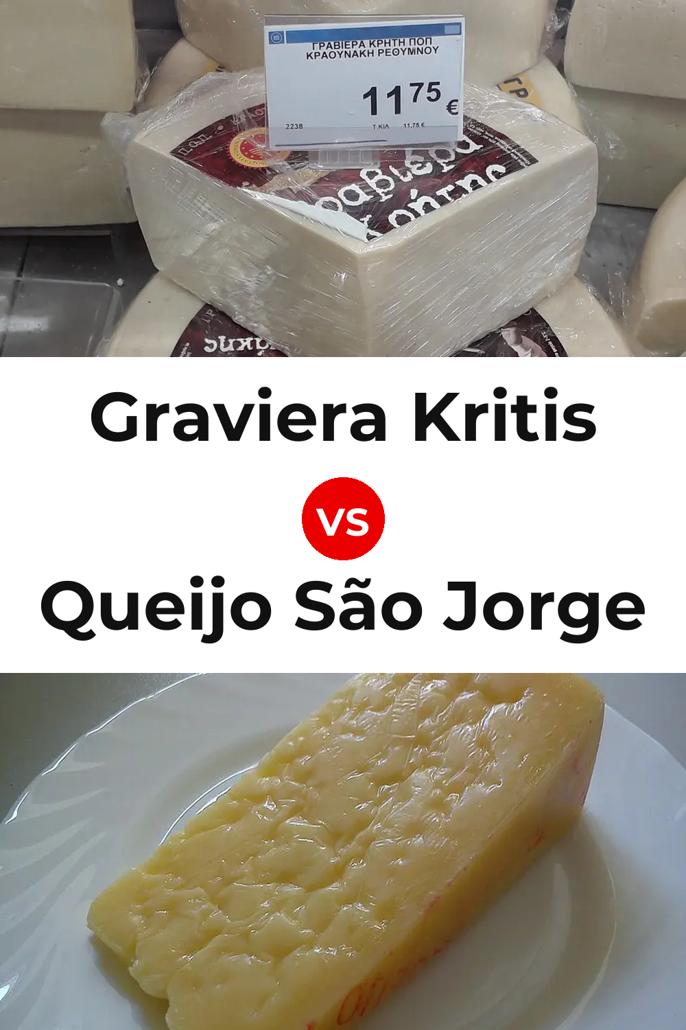Graviera Kritis Cheese vs Queijo São Jorge Pinterest comparison